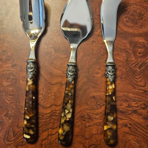 flatware 3-piece napoleon tortoise  made in Italy stainless - Picture 2 of 5